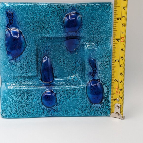 Vintage Italian Handmade Blue Glass Dish or Ashtray, Artisan Crafted - Picture 7 of 8